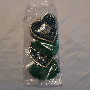 Green heart earrings